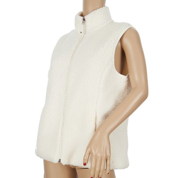 Calia by Carrie Underwood White Sherpa Fleece Full Zip Vest Women's Medium - Picture 4 of 7